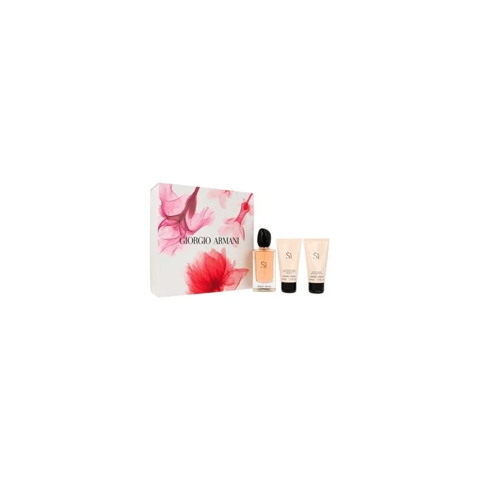 Giorgio Armani Armani Si Eau De Parfum Set 100ml Spray 50ml Shower Gel 50ml Body Lotion