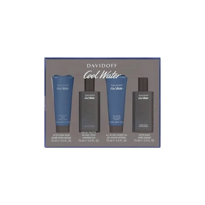 Davidoff Cool Water Men Gift Set Includes Edt Spray 75ml After Shave Balm 75ml Shower Gel 75ml And After Shave 75ml