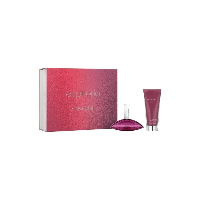 Calvin Klein Women's Euphoria Gift Set 50ml Eau De Parfum 100ml Body Lotion Pack Of 2