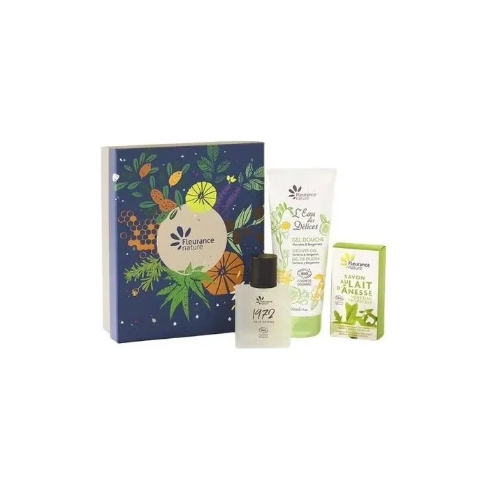 Fleurance Nature Men's Gift Set with Verbena Shower Gel, Perfume, and Soap