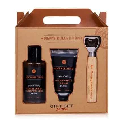 Accentra Men's Collection Gift Set for Men with Bottle Opener - Beer Care Set for Men with Bath & Shower Gel, After Shave Balm with Natural Design & Scent