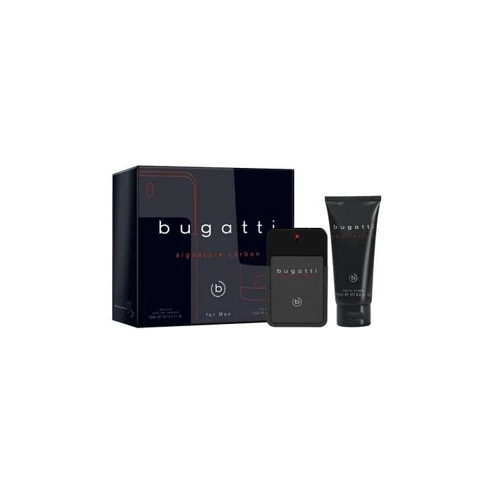 Sirowa Bugatti Men's Gift Set Signature Carbon Eau De Toilette 100ml Shower Gel 200ml