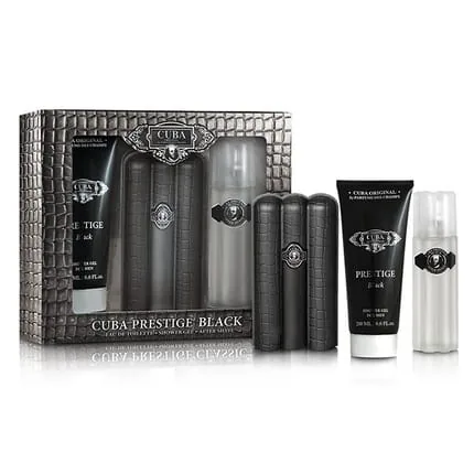 Cuba Original Men Prestige Black Gift Set - Includes 90ml Edt Spray, 100ml After Shave Lotion, And 200ml Shower Gel