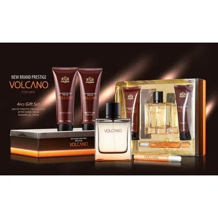 Prestige Volcano by New Brand for Men 3.3oz EDT Spray 4.3oz Shower Gel 4.3oz After Shave 0.5oz EDT Spray
