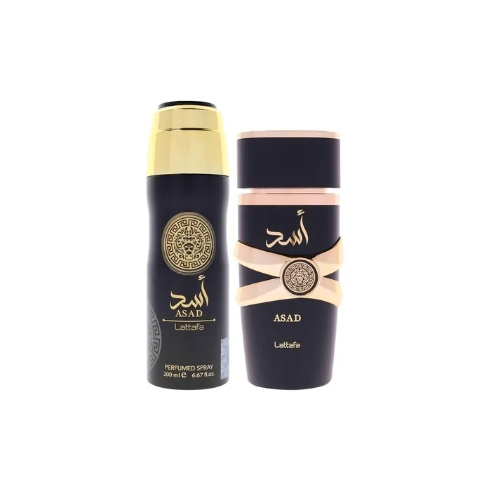 Lattafa Asad Gift Set with 100ml EDP and 200ml Perfumed Spray - Pack of 2
