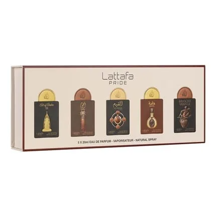 Lattafa Pride Giftset No.4 - Art of Arabia III, Ajwaa, Al Qiam Gold, Masa, Brioche Vanille Set 5x20ml EDP