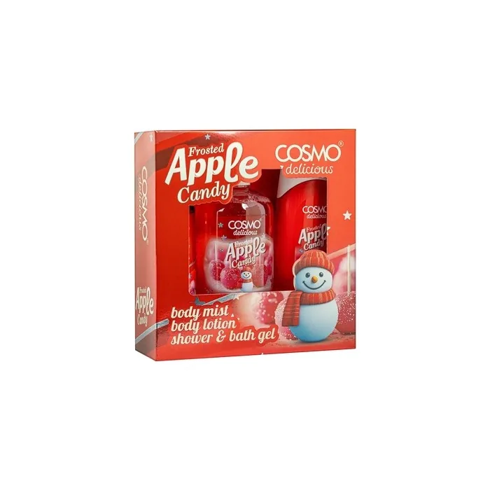 Cosmo Delicious Frosted Apple Candy 3-Piece Gift Set with Fragrance Mist, Shower Gel, and Body Lotion