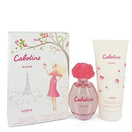 Cabotine Rose by Parfums Gres Gift Set - 3.4oz EDT Spray + 6.7oz Body Lotion for Women