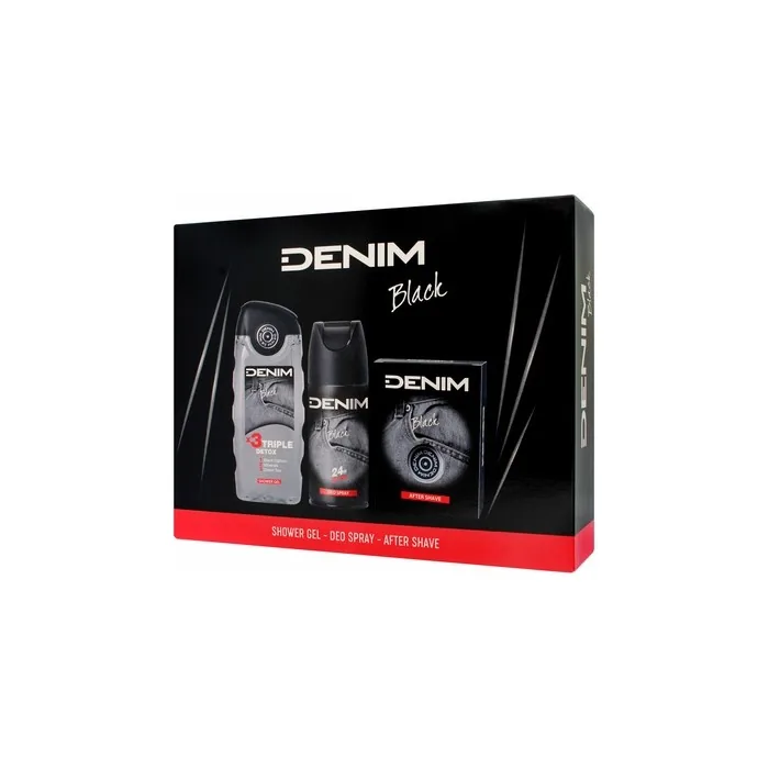 Denim Black Gift Set - After Shave 100ml, Shower Gel 250ml, Deodorant Spray 150ml