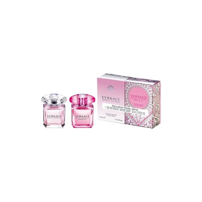 Versace Bright Crystal Eau De Toilette Spray 30ml + Bright Crystal Absolu Eau De Parfum Spray 30ml Set