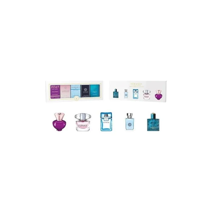 Versace 5ml Set: Dylan Purple Eau De Parfum, Bright Crystal Eau De Toilette, Eau Fraiche Eau De Toilette, Pour Homme Eau De Toilette, Eros Eau De Toilette