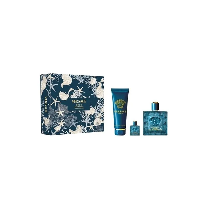 Versace Eros Pour Homme Gift Set Eau De Toilette Spray 100ml Shower Gel 150ml And Eau De Toilette 5ml