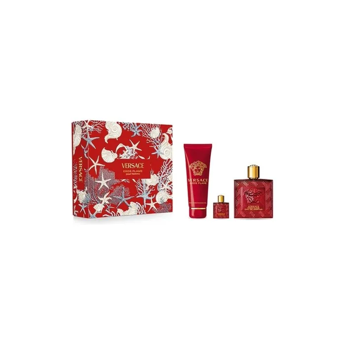 Versace Eros Flame Pour Homme Gift Set Eau De Parfum Spray 100ml Shower Gel 150ml Miniature Eau De Parfum 5ml