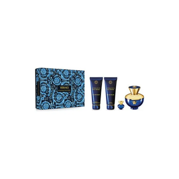 Versace Dylan Blue Pour Femme Gift Set 100ml EDP, 100ml Body Lotion, 100ml Shower Gel, 5ml Miniature EDP