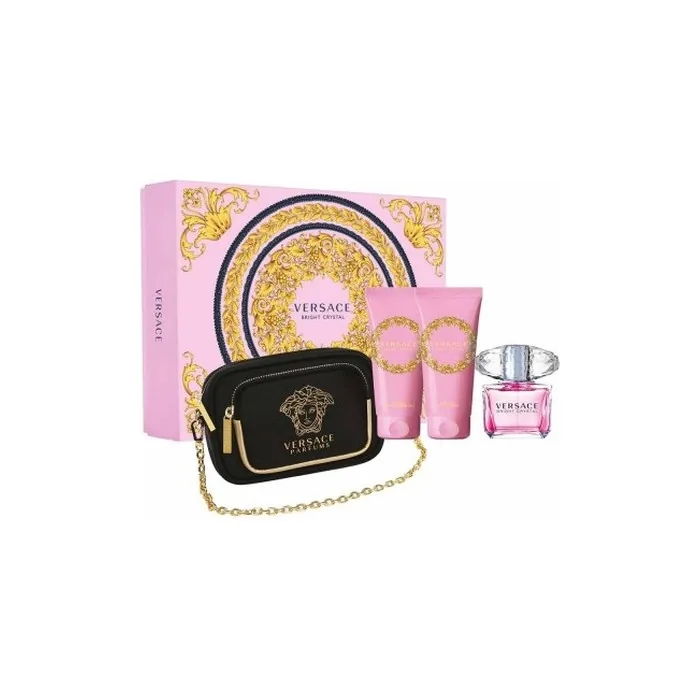 Versace Bright Crystal Eau De Toilette 90ml With Shower Gel 100ml Body Lotion 100ml And Bag