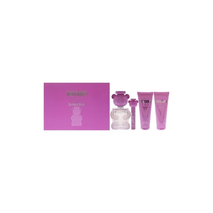 Moschino Toy 2 Bubble Gum By Moschino For Women 4 Piece Gift Set Including 34oz Eau De Toilette Spray 03oz Eau De Toilette Spray 34oz Body Lotion And 34oz Bath And Shower Gel
