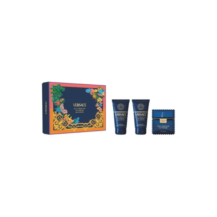 Versace Man Eau Fraiche Extreme Gift Set Eau De Parfum 50ml, Shower Gel 50ml, Aftershave Balm 50ml