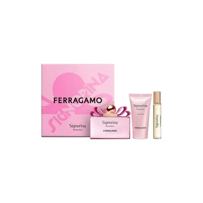 Salvatore Ferragamo Signorina Romantica Gift Set Eau De Parfum 100ml Body Lotion 50ml Miniature Eau De Parfum 15ml