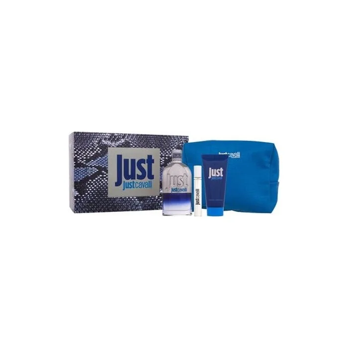 Just Cavalli for Him Gift Set Eau de Toilette 90ml Shower Gel 100ml Miniature 15ml Cosmetic Bag