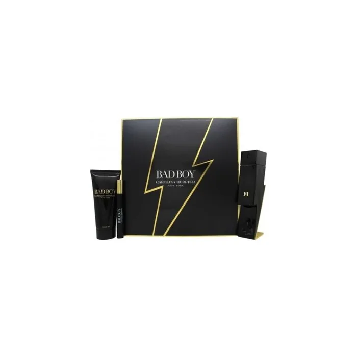 Carolina Herrera Bad Boy Gift Set 50ml EDT 100ml Shower Gel 10ml EDT Men's