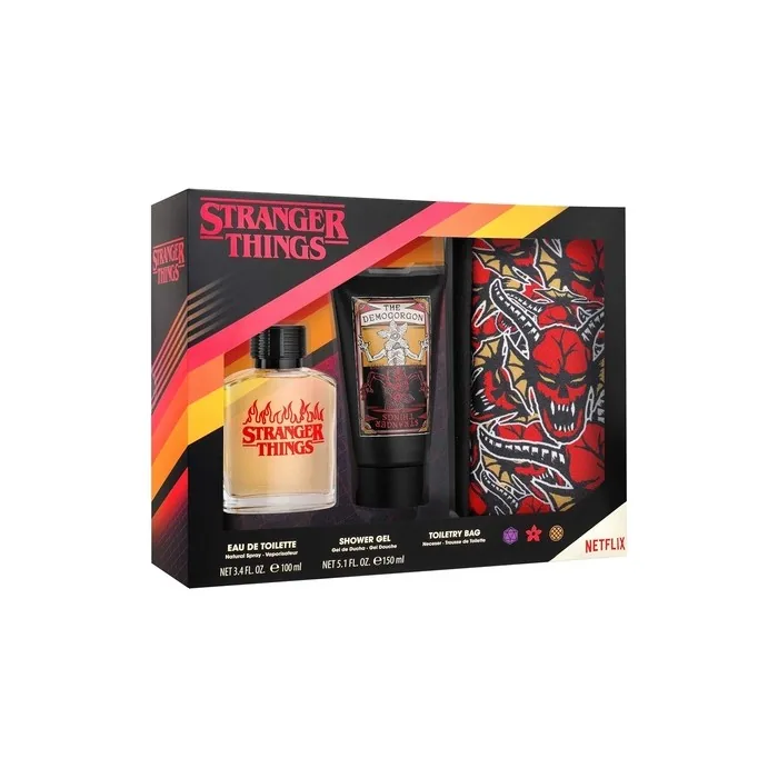 Netflix Stranger Things Gift Set Eau de Toilette 100ml Shower Gel 150ml Cosmetic Bag Powerful Masculine Fragrance Inspired by Netflix Series