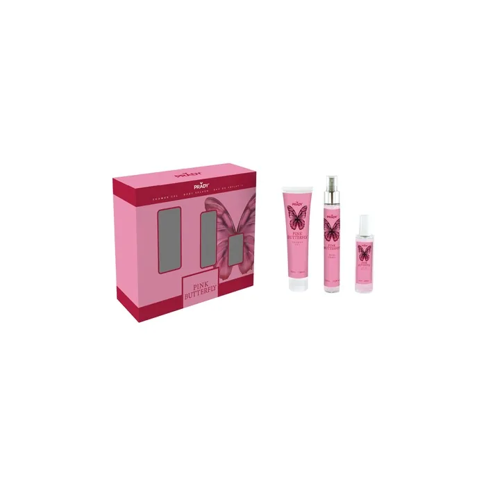 Prady Set Pink Butterfly Eau de Toilette, Body Splash, and Body Lotion 225ml
