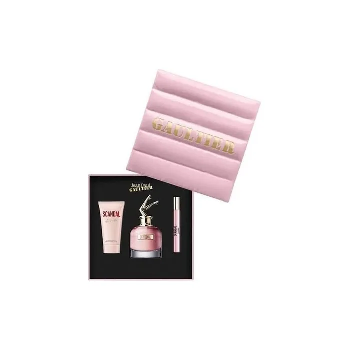 Jean Paul Gaultier Scandal Eau de Parfum Spray and Body Lotion Set 80ml and 75ml with 10ml Mini Spray