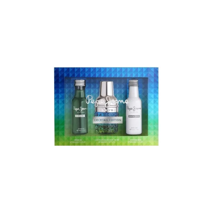 Pepe Jeans Cocktail Edition For Him Perfume Men's Gift Set With Eau De Toilette 30ml After Shave 50ml And Shower Gel 50ml Set With Men's Perfume Citrus Wood And Spice Scent