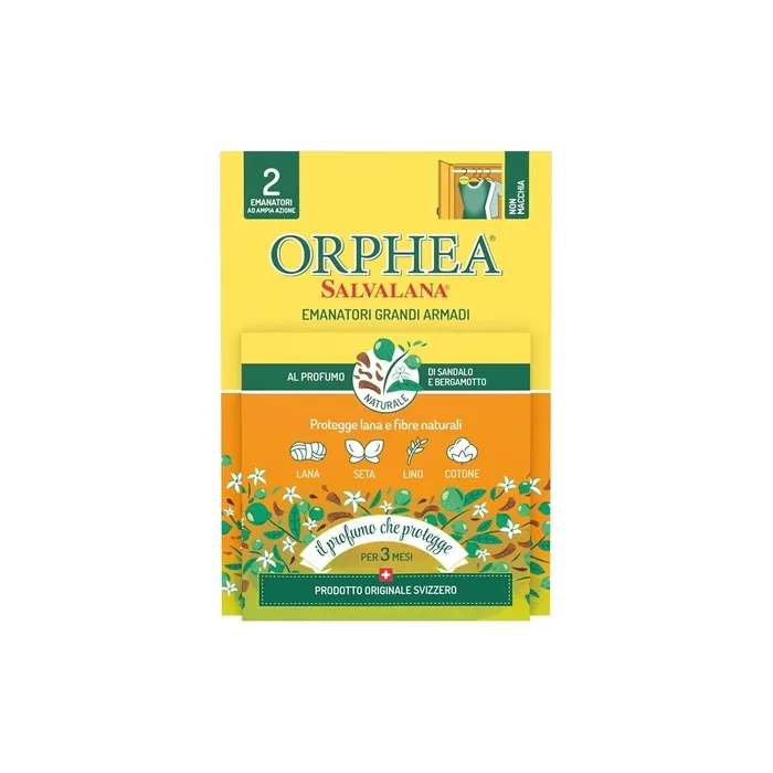 ORPHEA Salvalana Wool and Clothing Protector with Sandalwood and Bergamot Scent 2 Cellulose Sheets Multicolor 20x14.21x1 cm