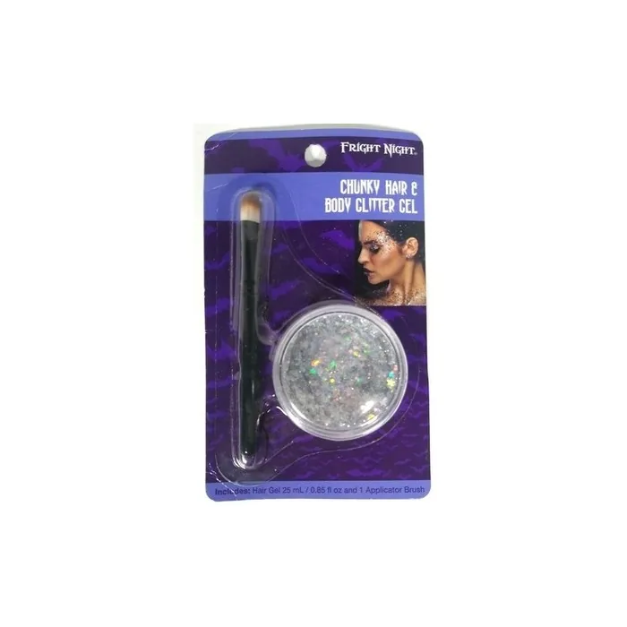Fright Night Chunky Hair & Body Glitter Gel With Applicator Brush 085 Oz