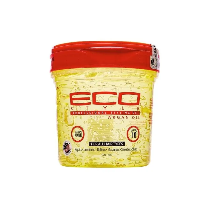 Eco Style Styling Gel with Moroccan Argan Oil All Day Hold Alcohol Free Paraben Free Sulphate Free No Flaking Anti-Itch 473ml Amber