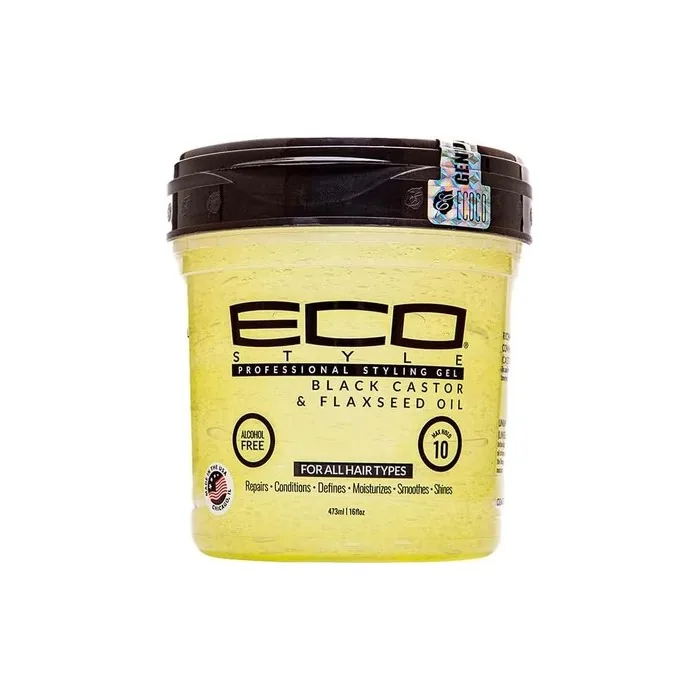 Ecostyle Black Castor and Flax Seed Oil All Day Hold Alcohol Free Paraben Free Sulphate Free No Flaking Anti-Itch 473ml