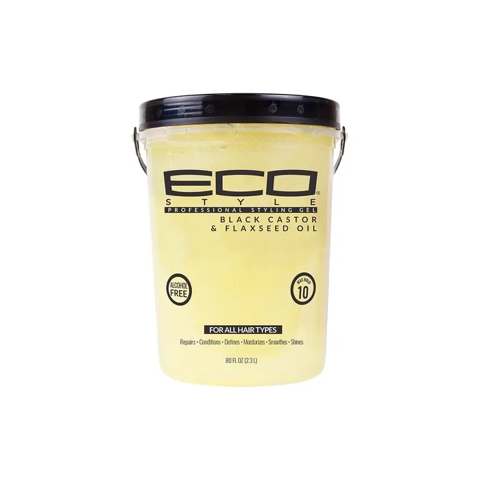 ECOCO Eco Style Gel Black Castor Flaxseed Oil Conditions and Shines Hair 5lbs/2.36l