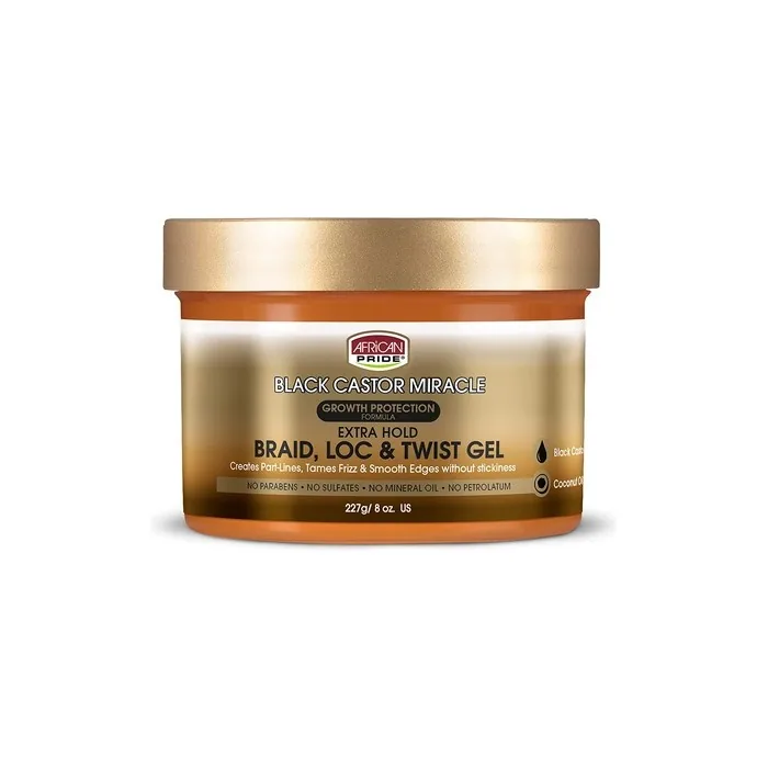 African Pride Black Castor Miracle Braid Lock Twist Gel 8oz