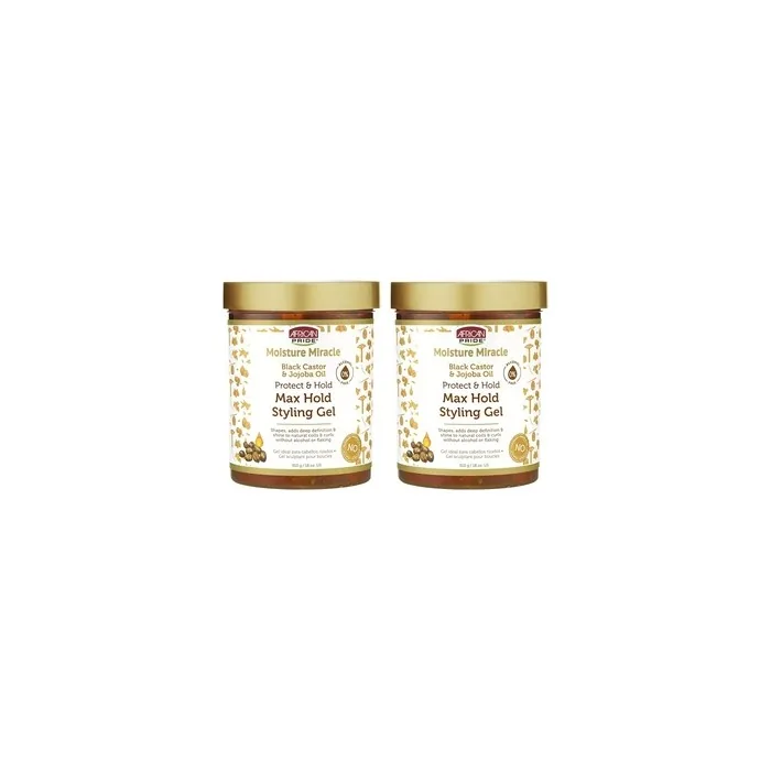 African Pride Moisture Miracle Max Hold Styling Gel with Black Castor Oil and Jojoba Oil 18 fl oz