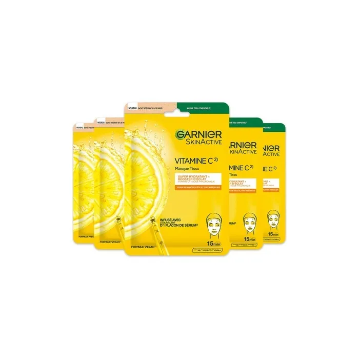 Garnier Skinactive Vitamin C Tissue Mask Serum Booster Radiance Set Of 5 X 28 Ml