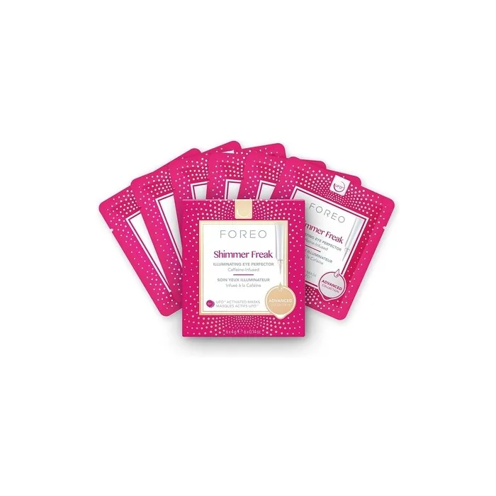 FOREO Shimmer Freak UFO Activated Facial Mask for Dark Circles & Puffiness 6 Pack Eye Illuminating Niacinamide Caffeine Rose Water Clean Formula Cruelty-Free Compatible with UFO & UFO 2