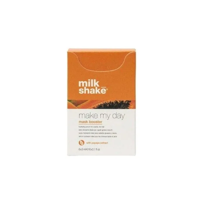 Milk Shake Make My Day Mask Booster with Papaya Extract 6 x 3ml - Moisturizing Serum for Brightening Dry Coarse Hair - Pack of 6