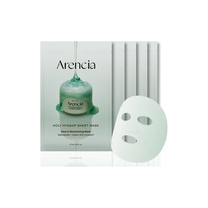 Arencia Hyssop Glow Sheet Mask Hydrating Glowing Boosting Repairing - Pack of 5