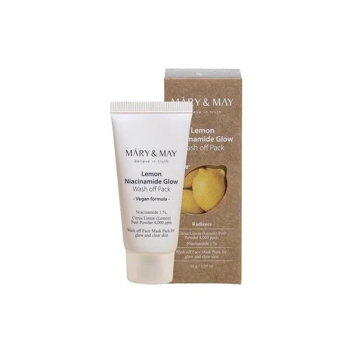 Mary&May Lemon Niacinamide Glow Wash Off Pack - Vitamin C Clarifying and Sebum Control