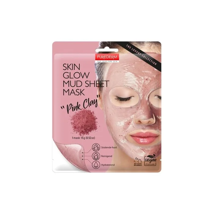 Purederm Skin Glow Mud Sheet Pink Clay Face Mask