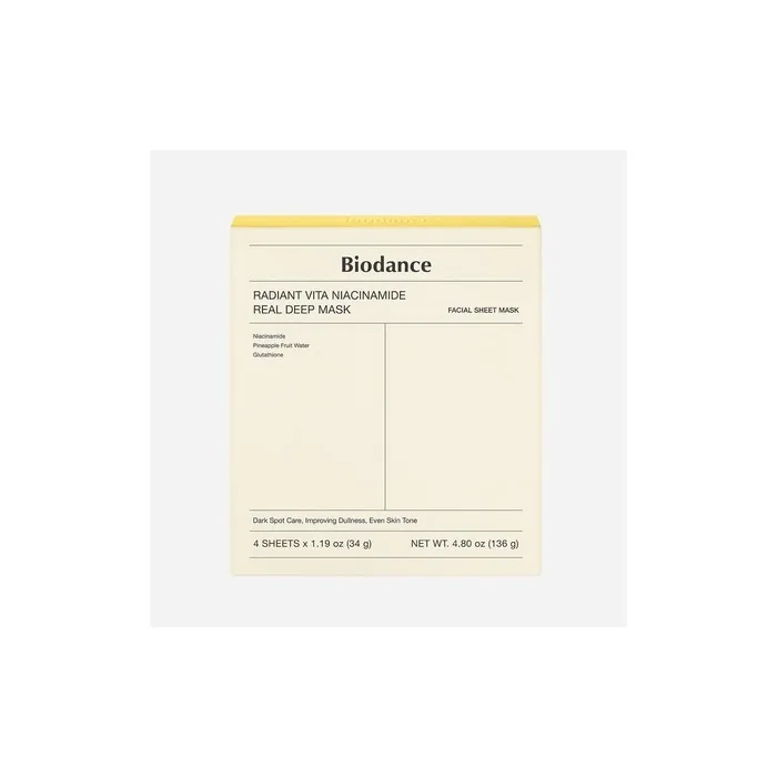 Biodance Radiant Vita Niacinamide Real Deep Mask 1 Box 34g X 4 Pieces