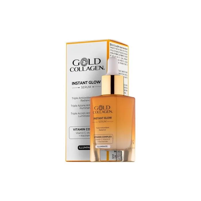 GOLD COLLAGEN Instant Glow Vitamin C, Vitamin E, Glycerine & Niacinamide Serum for Skincare 30ml