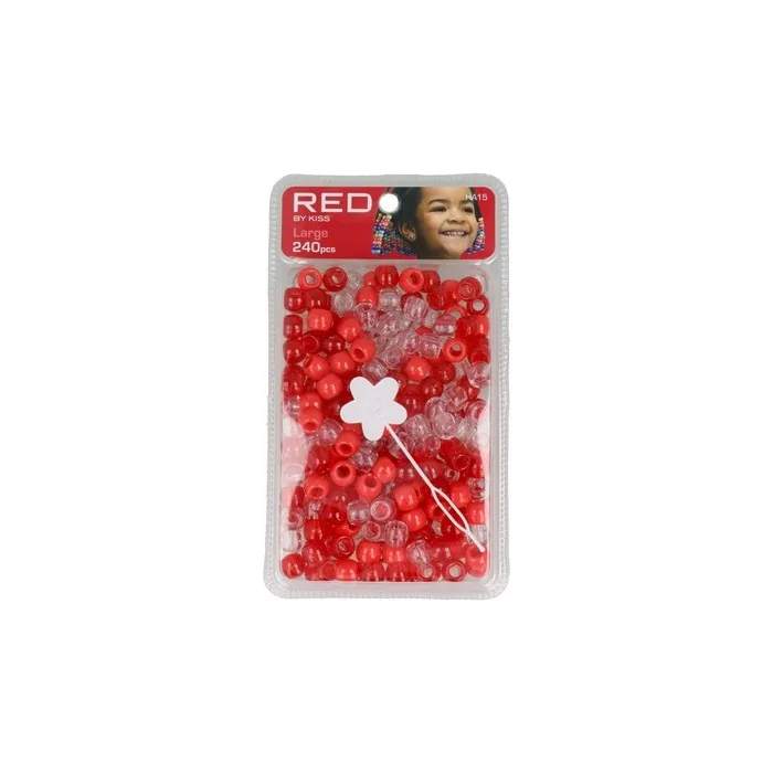 Red Kiss L Hair Beads 240 Pieces
