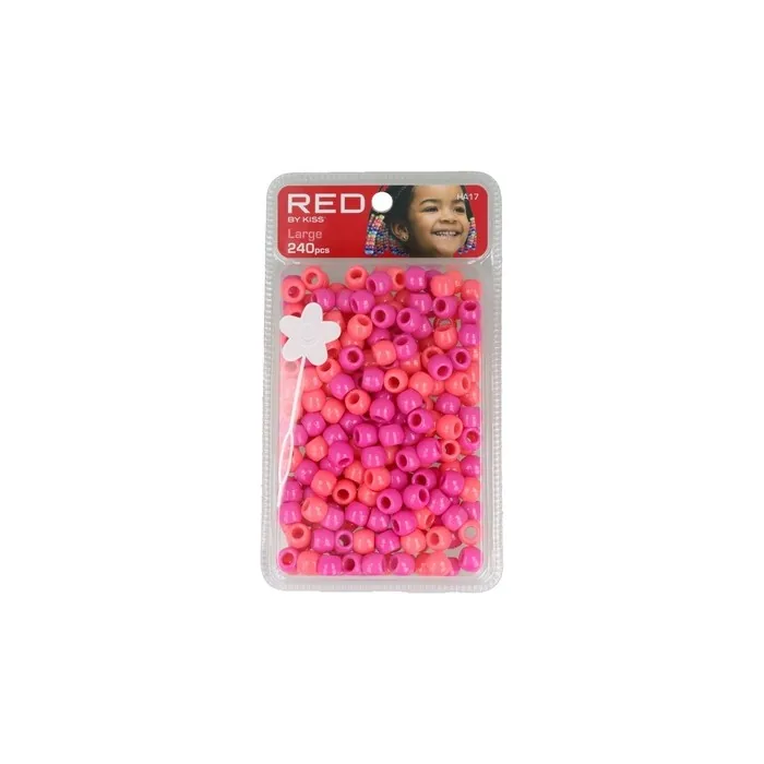 Red Kiss L Hair Beads 240 Pieces Pink Assorted
