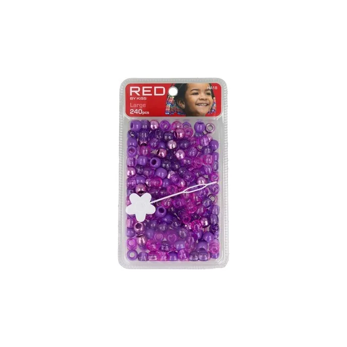 Red Kiss Large Hair Beads 240 Pieces Purple Assorted