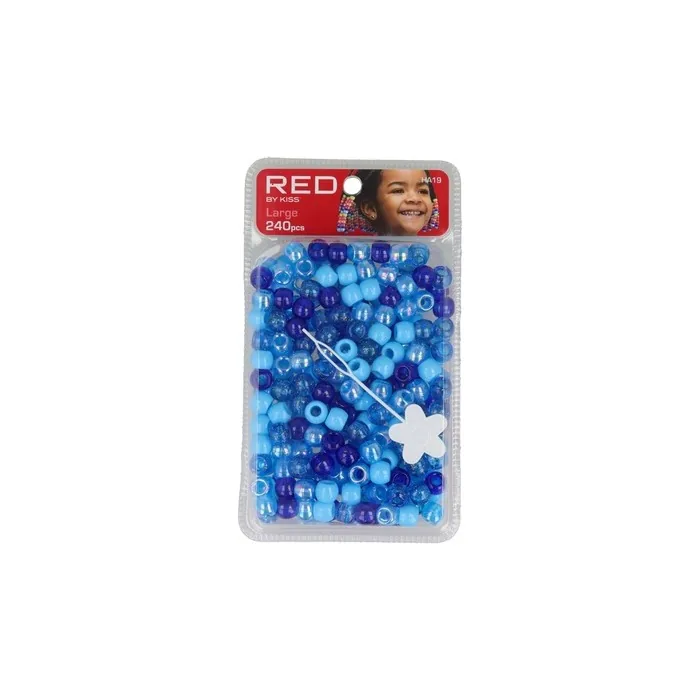 Red Kiss L Hair Beads 240 Pieces Blue Assorted