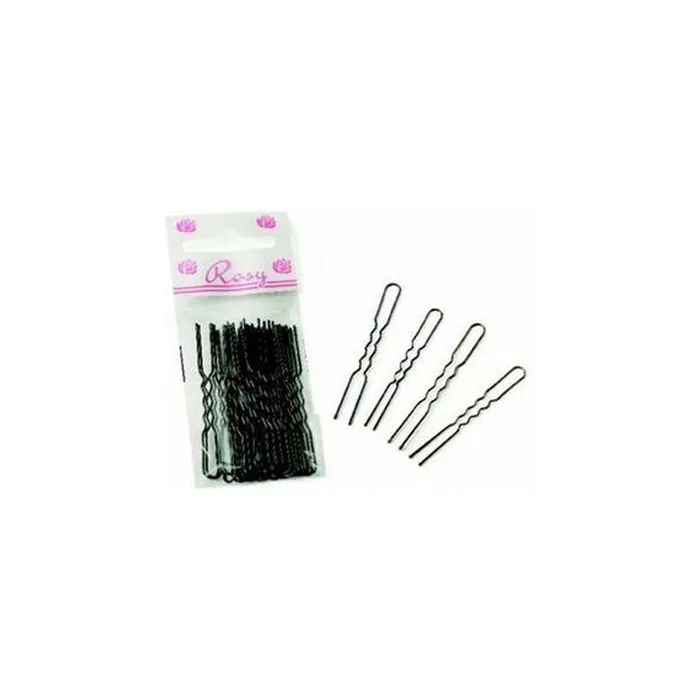 Rosy Invisible Black Wavy Hair Pins 6cm