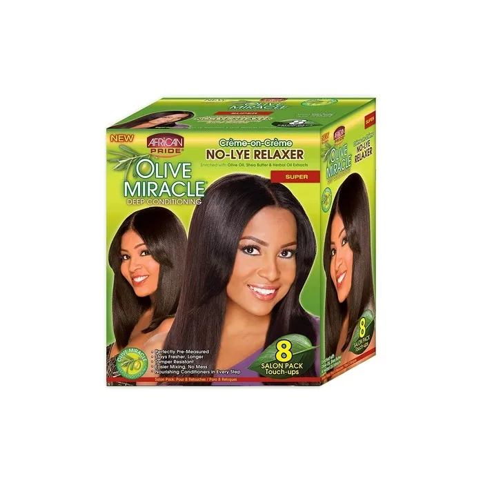 African Pride Olive Miracle Super Deep Conditioning No-Lye Relaxer Kit - 8 Count