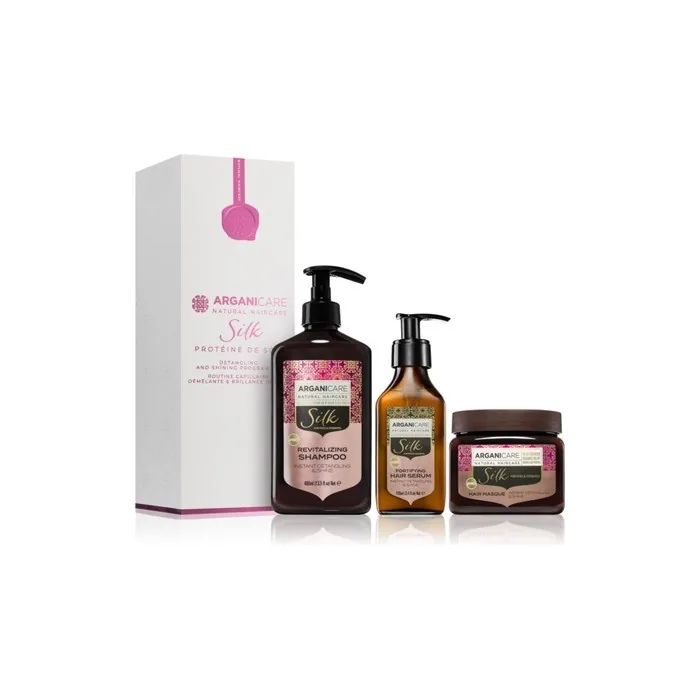 Arganicare Silk Protein Detangling And Shining Program Set Gift Set With Revitalizing Effect